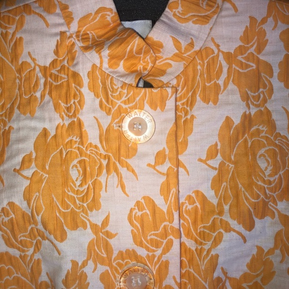 WALTER short blazer pale orange and cream print 6